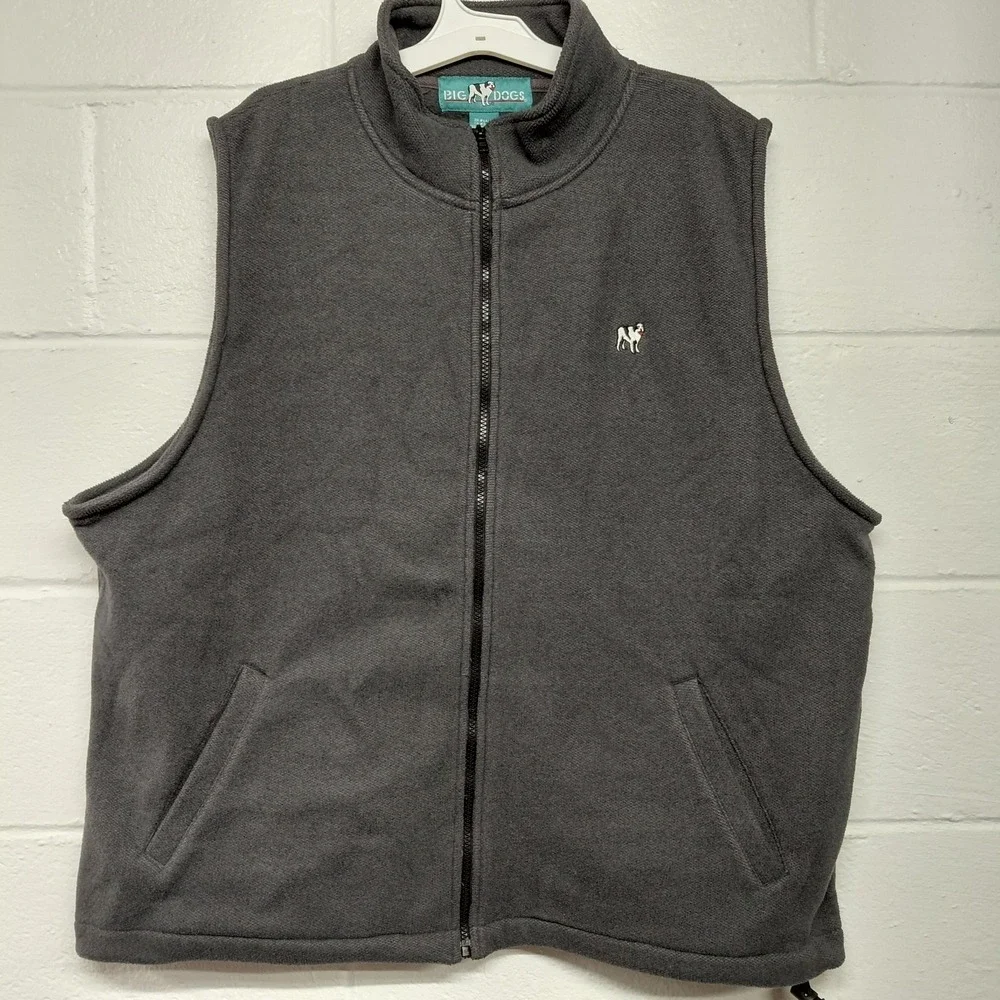 Vintage Big Dogs Full Zip Vest Oversize Mens Fits L XL 2XL Gray Knit Sweater 90s